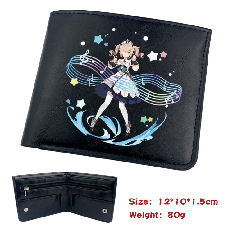 Genshin Impact  Anime inner buckle black leather wallet 12X10X1.5CM