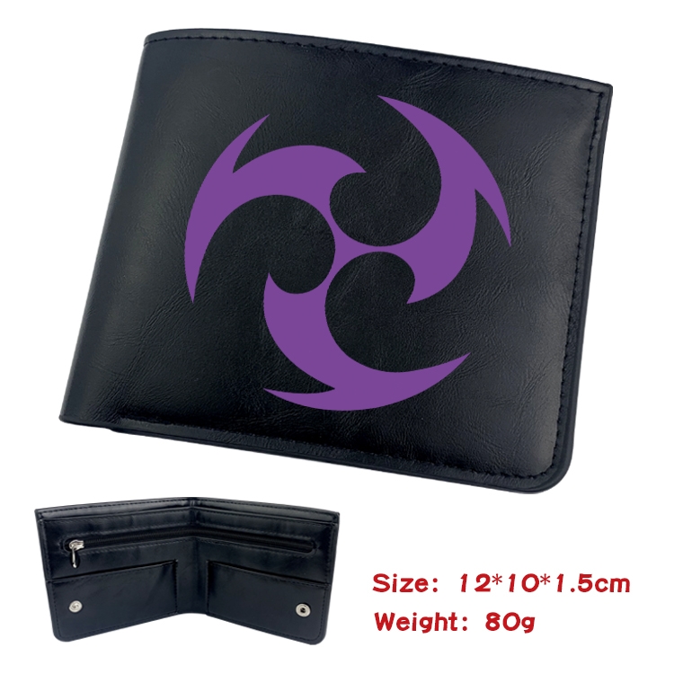 Genshin Impact  Anime inner buckle black leather wallet 12X10X1.5CM