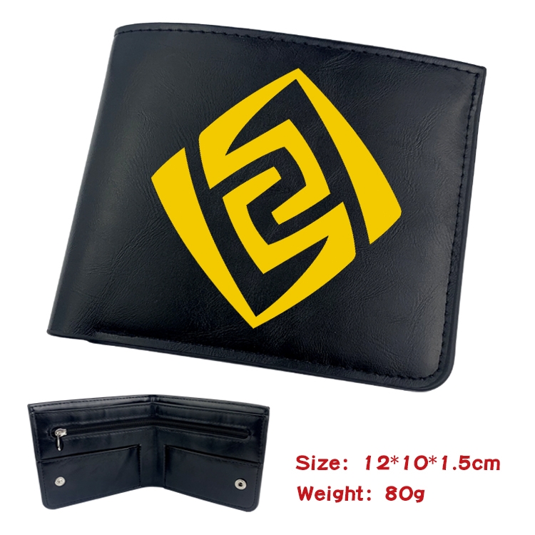 Genshin Impact  Anime inner buckle black leather wallet 12X10X1.5CM