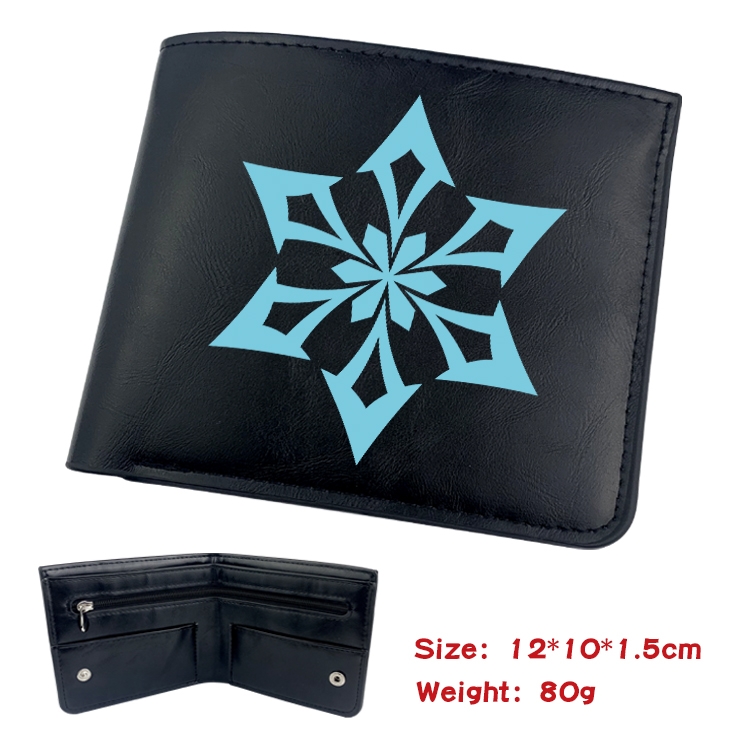 Genshin Impact  Anime inner buckle black leather wallet 12X10X1.5CM