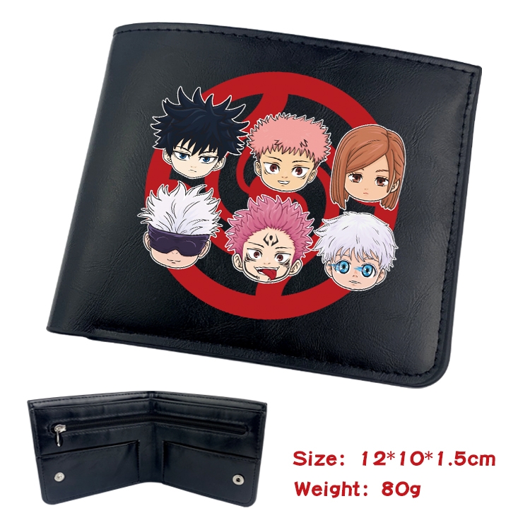 Jujutsu Kaisen Anime inner buckle black leather wallet 12X10X1.5CM