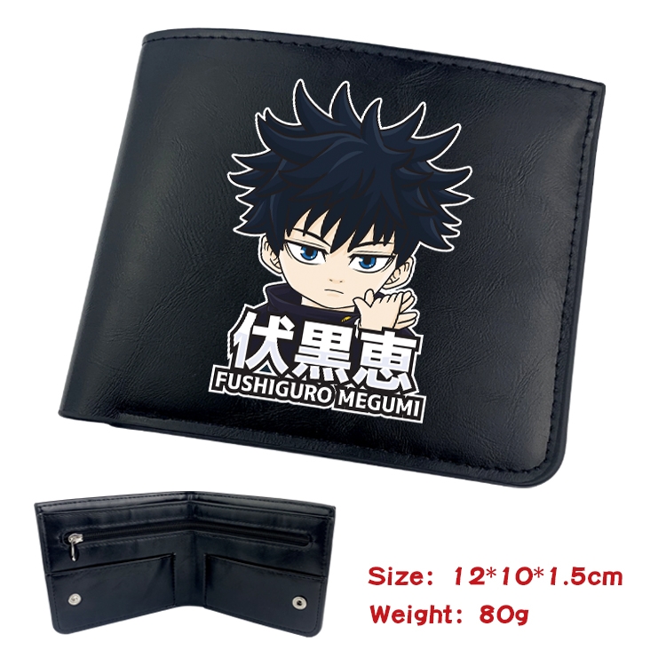 Jujutsu Kaisen Anime inner buckle black leather wallet 12X10X1.5CM