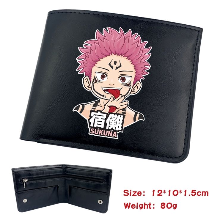 Jujutsu Kaisen Anime inner buckle black leather wallet 12X10X1.5CM