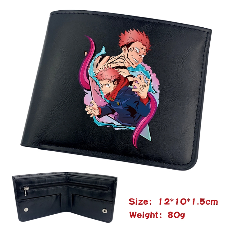 Jujutsu Kaisen Anime inner buckle black leather wallet 12X10X1.5CM