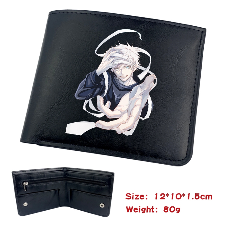Jujutsu Kaisen Anime inner buckle black leather wallet 12X10X1.5CM
