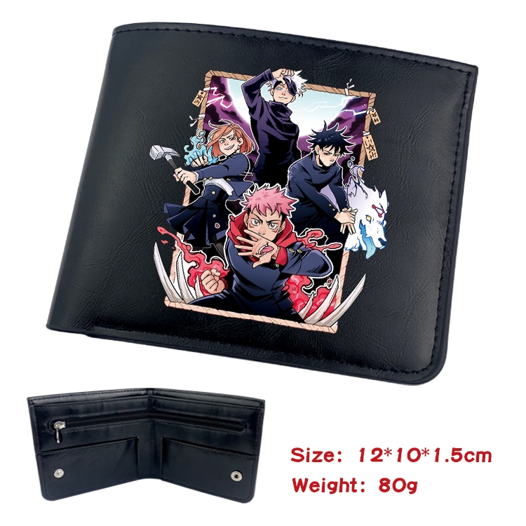 Jujutsu Kaisen Anime inner buckle black leather wallet 12X10X1.5CM