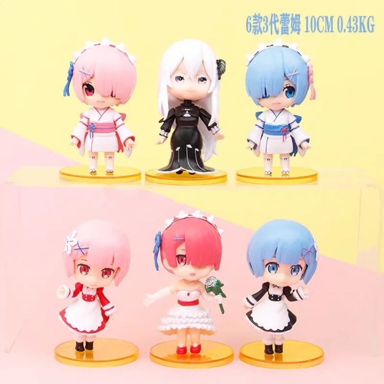Re:Zero kara Hajimeru Isekai Seikatsu Bagged Figure Decoration Model   10cm a set of 6
