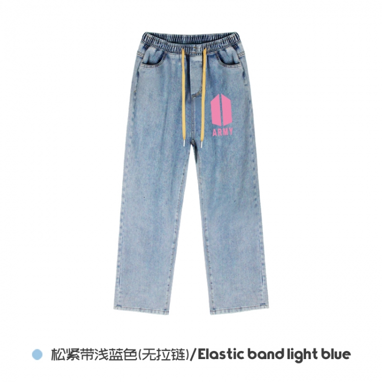 BTS  Elasticated No-Zip Denim Trousers from M to 3XL NZCK02-7