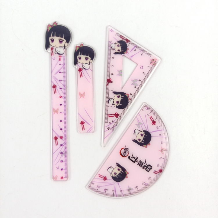 Demon Slayer Kimets Epoxy Acrylic Ruler Anime Peripheral Two-dimensional Stationery Set