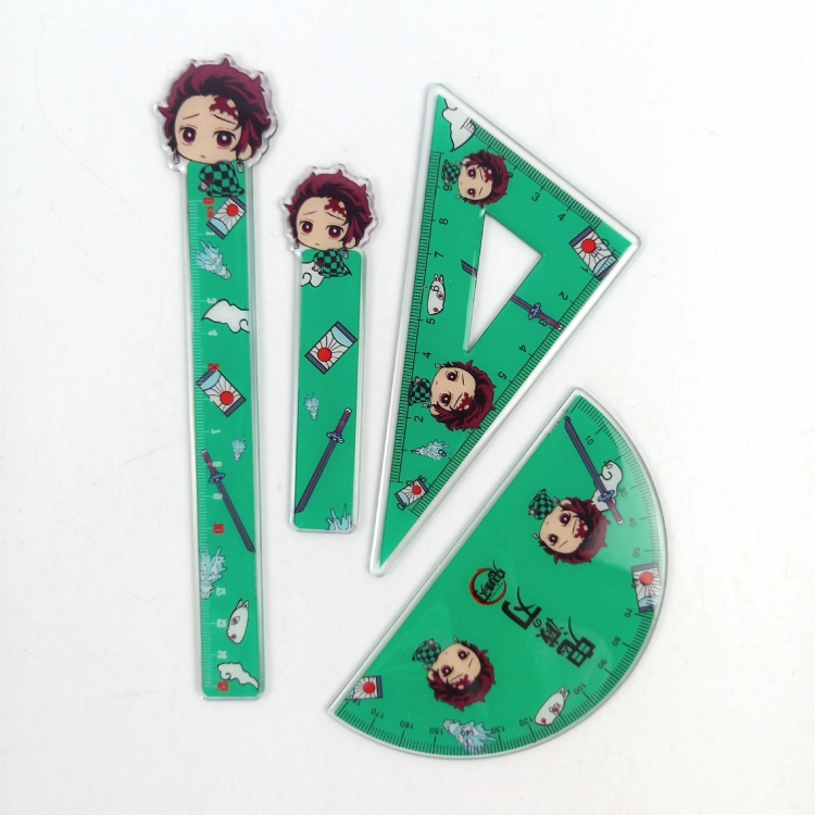 Demon Slayer Kimets Epoxy Acrylic Ruler Anime Peripheral Two-dimensional Stationery Set