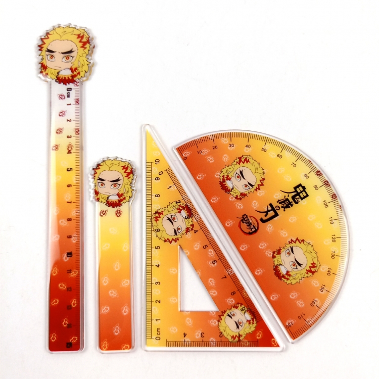 Demon Slayer Kimets Epoxy Acrylic Ruler Anime Peripheral Two-dimensional Stationery Set