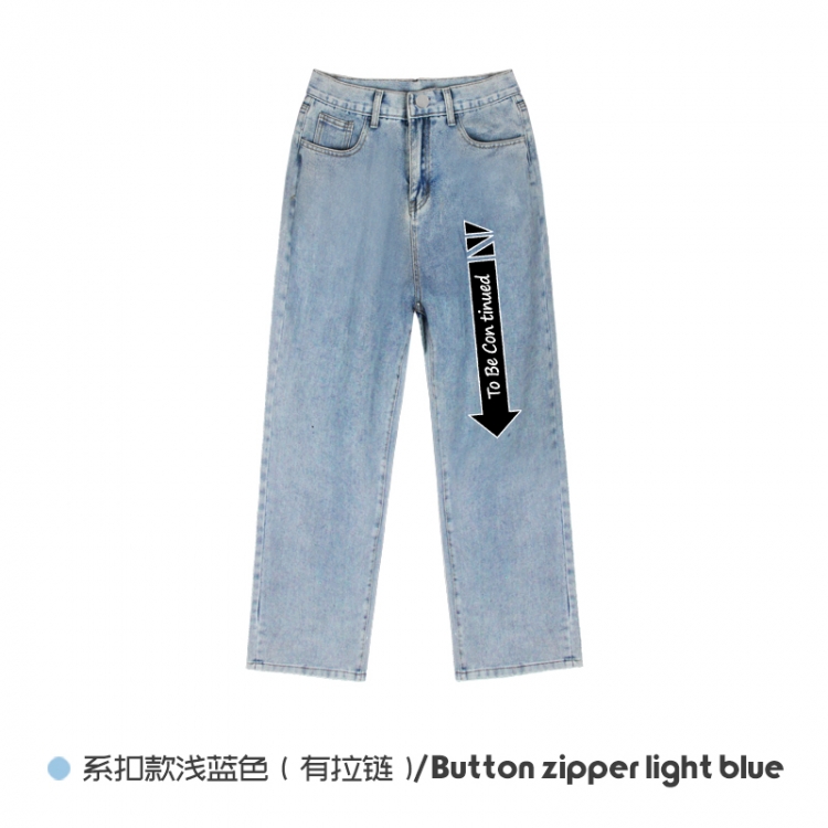 JoJos Bizarre Adventure Elasticated No-Zip Denim Trousers from M to 3XL