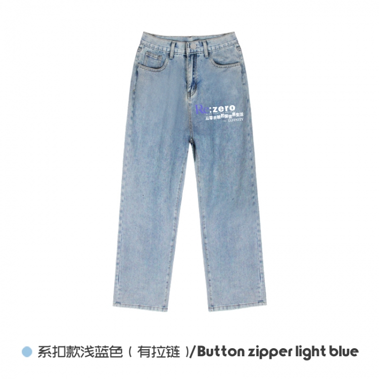 Re:Zero kara Hajimeru Isekai Seikatsu Elasticated No-Zip Denim Trousers from M to 3XL  NZCK03-12