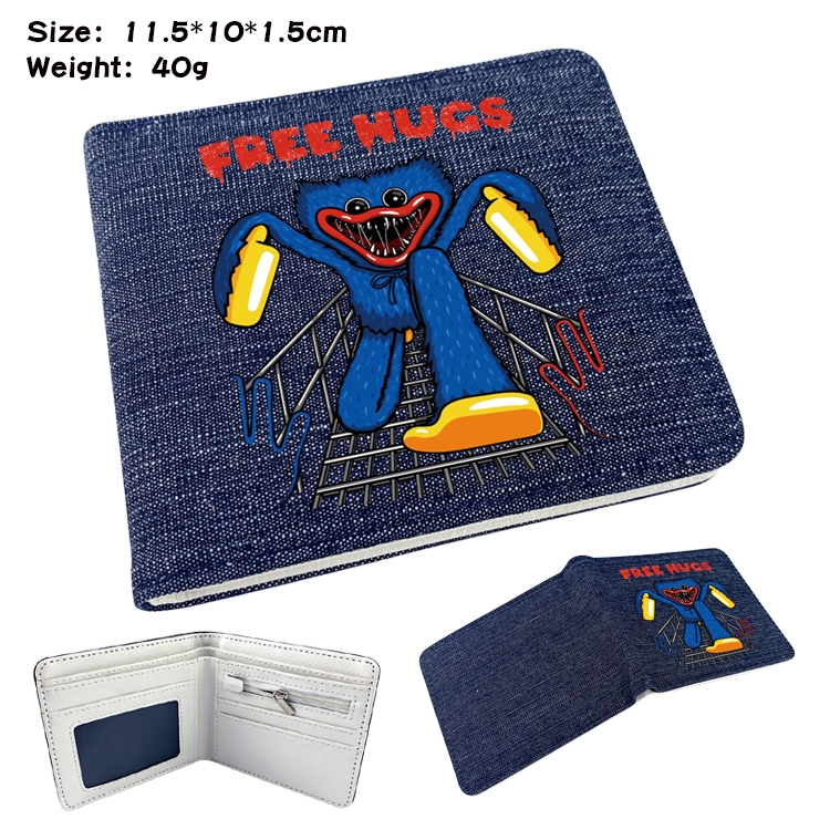 poppy playtime Anime Peripheral Denim Folding Wallet 11.5X10X1.5CM 40g