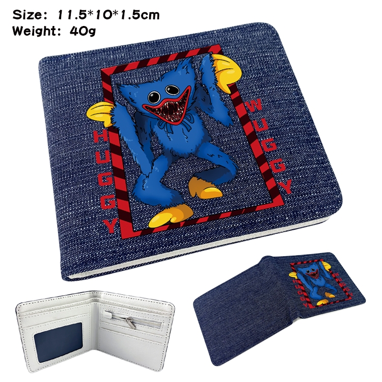 poppy playtime Anime Peripheral Denim Folding Wallet 11.5X10X1.5CM 40g