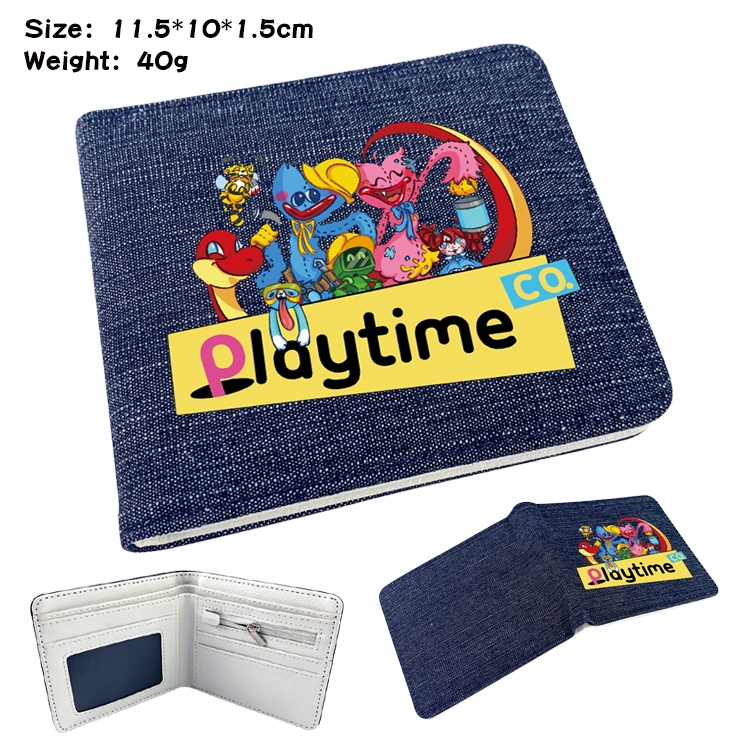 poppy playtime Anime Peripheral Denim Folding Wallet 11.5X10X1.5CM 40g