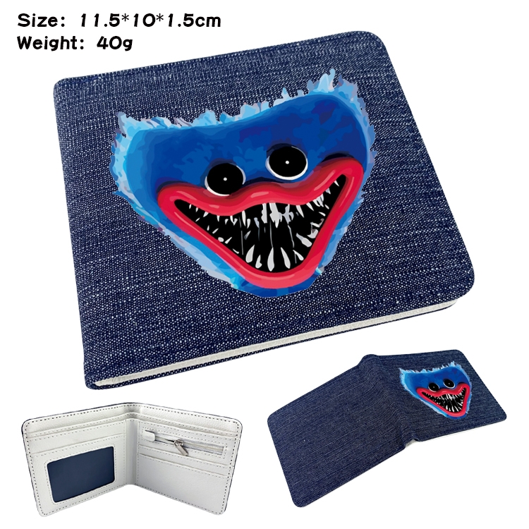 poppy playtime Anime Peripheral Denim Folding Wallet 11.5X10X1.5CM 40g