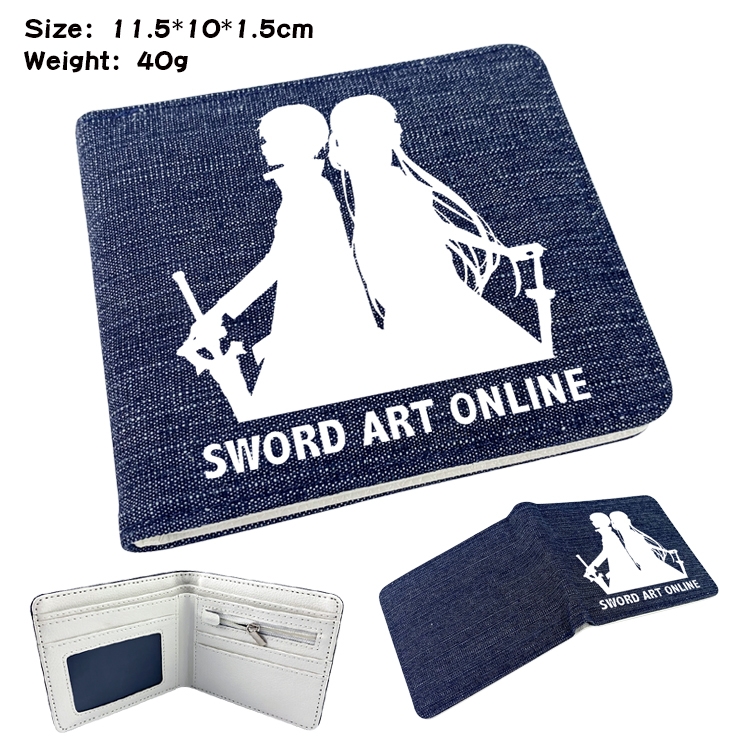 Sword Art Online Anime Peripheral Denim Folding Wallet 11.5X10X1.5CM 40g