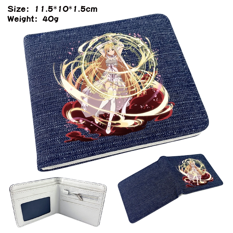 Sword Art Online Anime Peripheral Denim Folding Wallet 11.5X10X1.5CM 40g