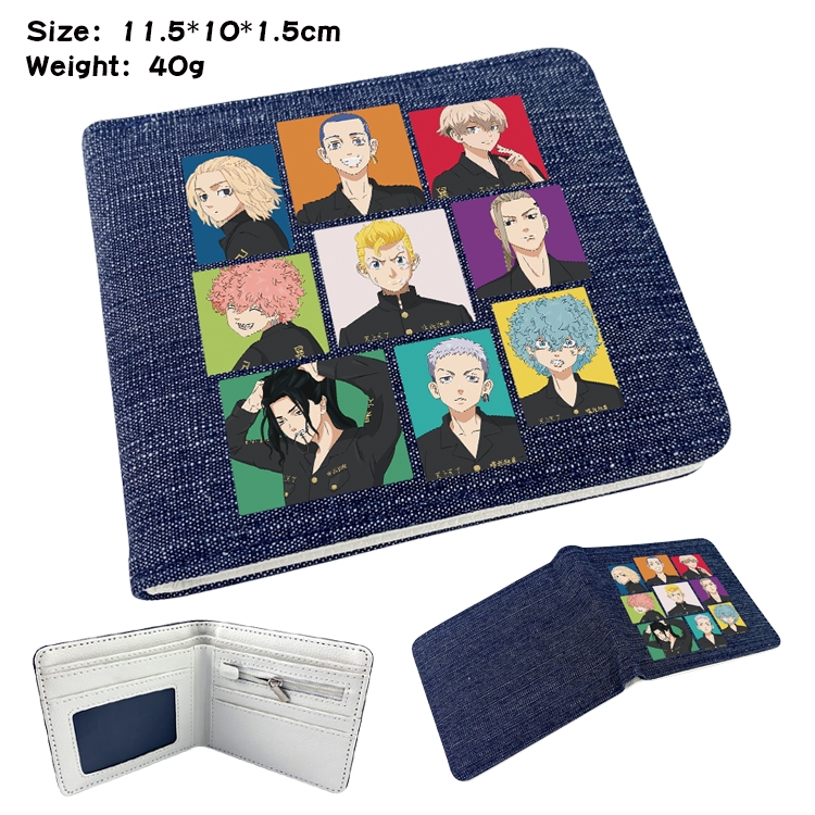 Tokyo Revengers Anime Peripheral Denim Folding Wallet 11.5X10X1.5CM 40g