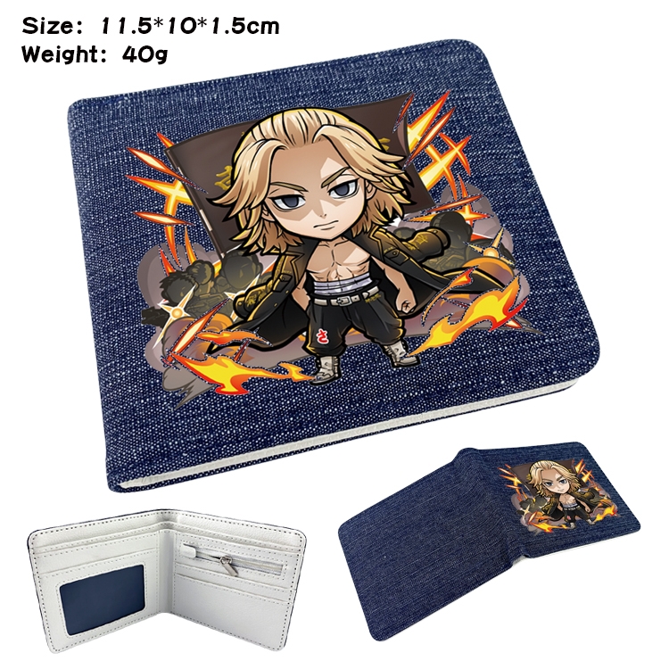 Tokyo Revengers Anime Peripheral Denim Folding Wallet 11.5X10X1.5CM 40g