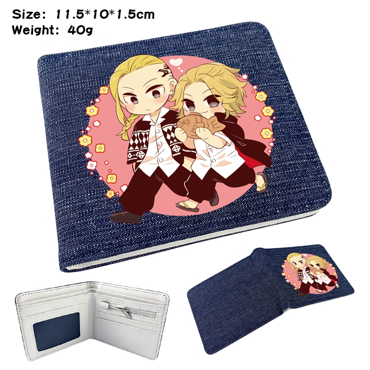 Tokyo Revengers Anime Peripheral Denim Folding Wallet 11.5X10X1.5CM 40g