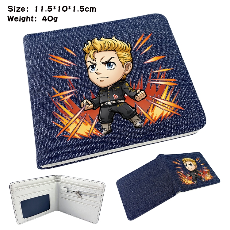 Tokyo Revengers Anime Peripheral Denim Folding Wallet 11.5X10X1.5CM 40g