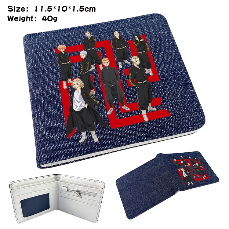 Tokyo Revengers Anime Peripheral Denim Folding Wallet 11.5X10X1.5CM 40g