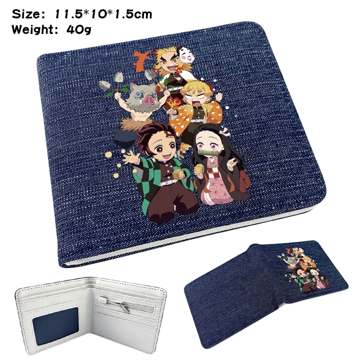Demon Slayer Kimets Anime Peripheral Denim Folding Wallet 11.5X10X1.5CM 40g