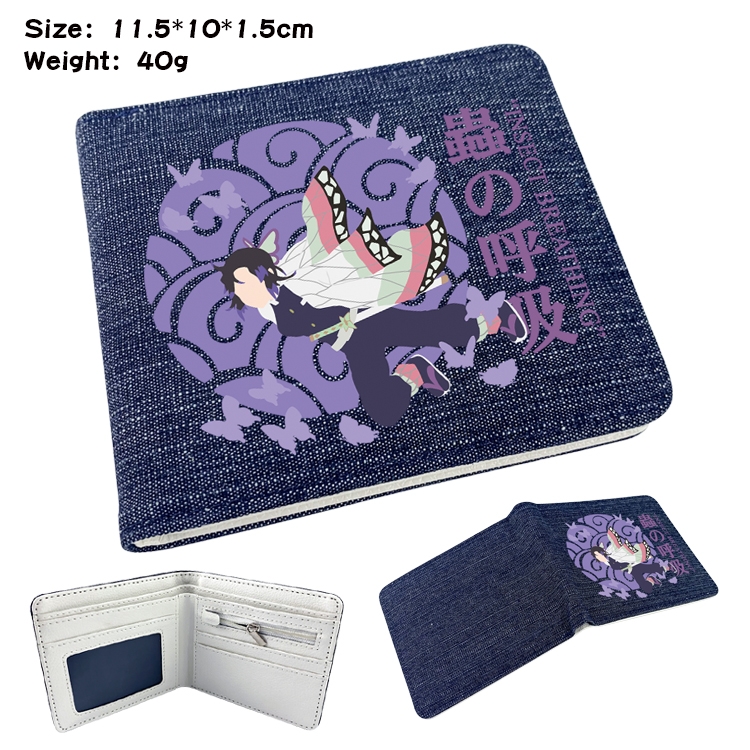 Demon Slayer Kimets Anime Peripheral Denim Folding Wallet 11.5X10X1.5CM 40g