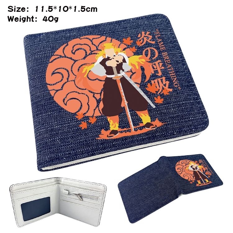 Demon Slayer Kimets Anime Peripheral Denim Folding Wallet 11.5X10X1.5CM 40g