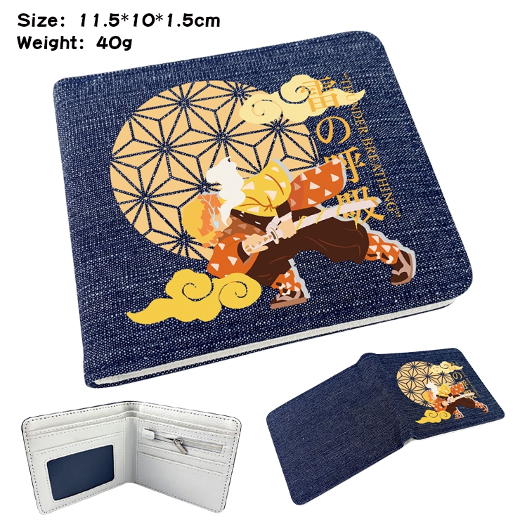 Demon Slayer Kimets Anime Peripheral Denim Folding Wallet 11.5X10X1.5CM 40g