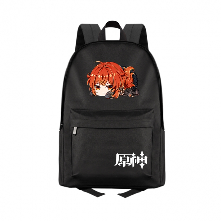 Genshin Impact  Anime Print Zipper Canvas Multifunctional Storage Bag Backpack 41X29X16cm