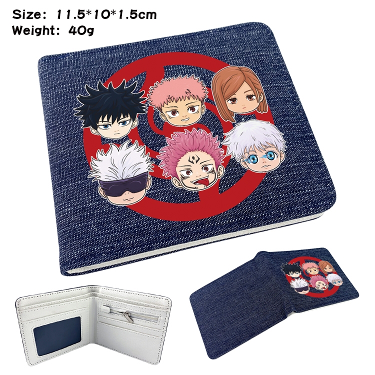 Jujutsu Kaisen  Anime Peripheral Denim Folding Wallet 11.5X10X1.5CM 40g