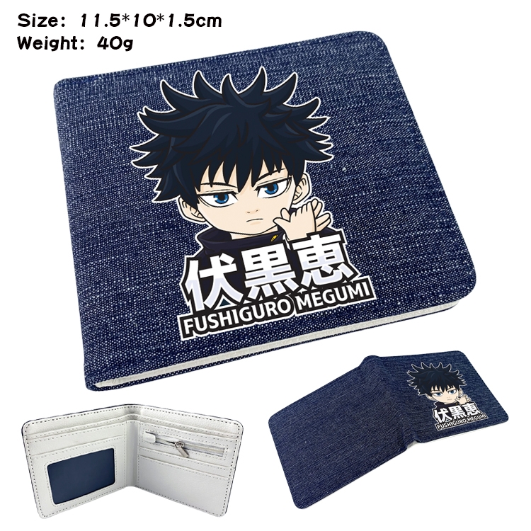 Jujutsu Kaisen  Anime Peripheral Denim Folding Wallet 11.5X10X1.5CM 40g