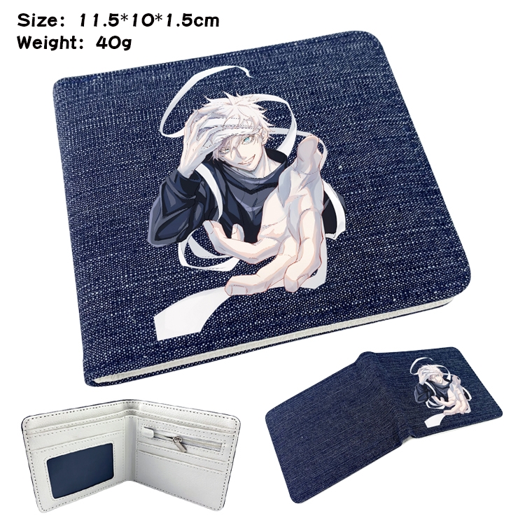 Jujutsu Kaisen  Anime Peripheral Denim Folding Wallet 11.5X10X1.5CM 40g
