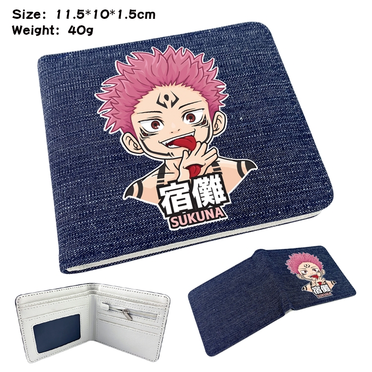 Jujutsu Kaisen  Anime Peripheral Denim Folding Wallet 11.5X10X1.5CM 40g