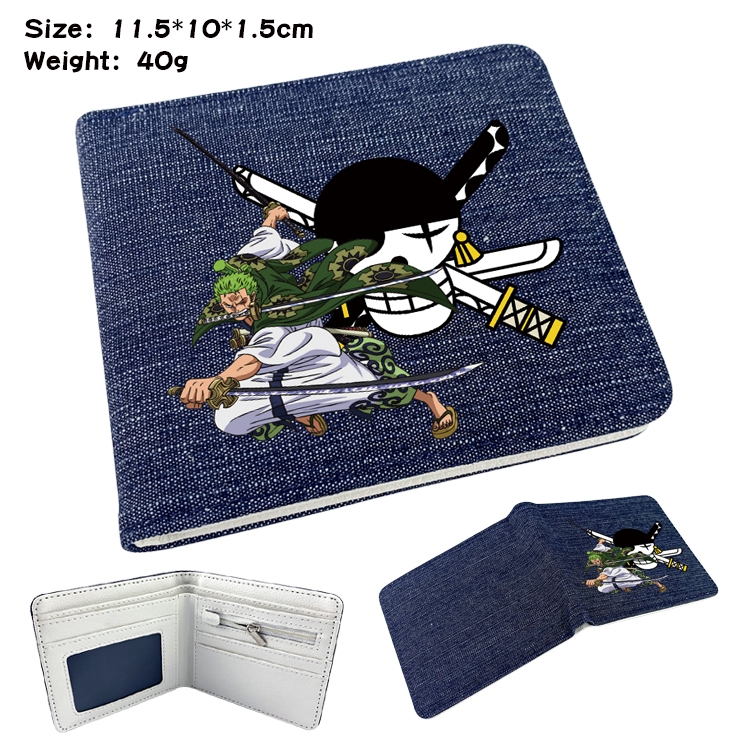 One Piece Anime Peripheral Denim Folding Wallet 11.5X10X1.5CM 40g