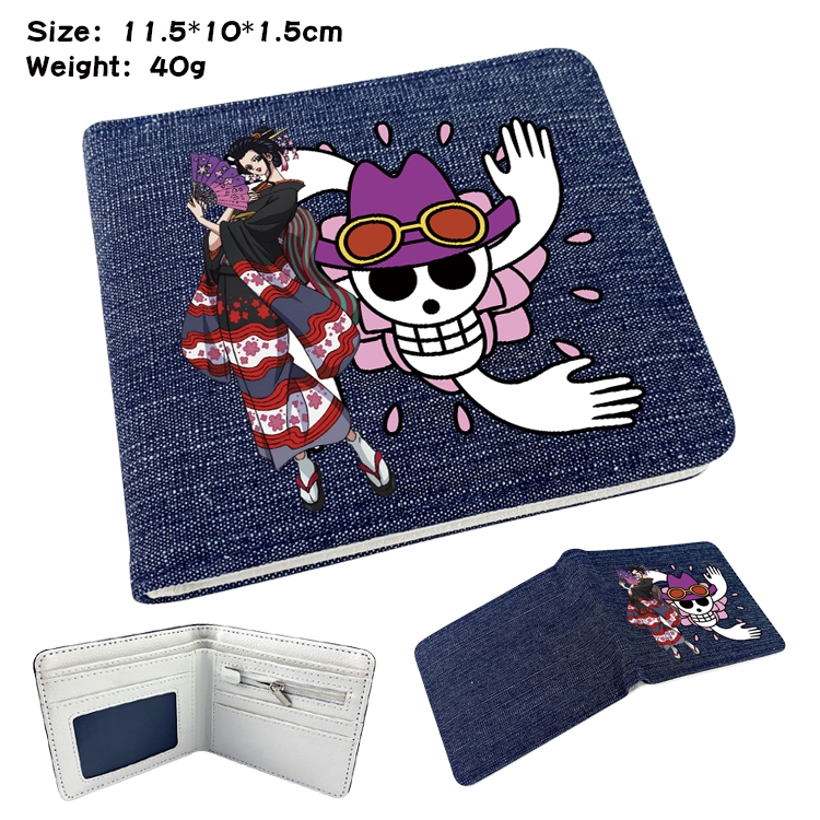 One Piece Anime Peripheral Denim Folding Wallet 11.5X10X1.5CM 40g