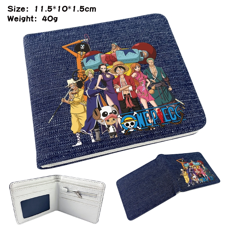 One Piece Anime Peripheral Denim Folding Wallet 11.5X10X1.5CM 40g