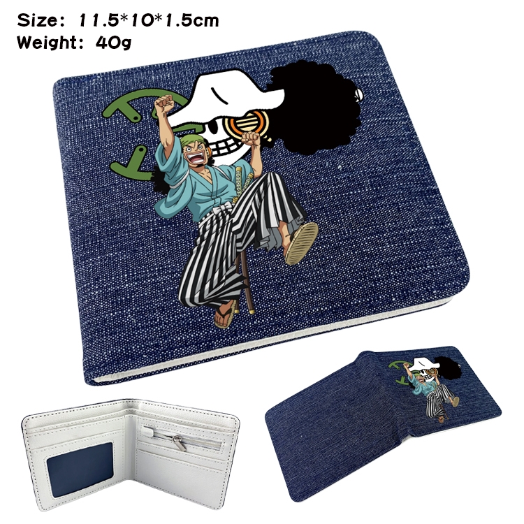 One Piece Anime Peripheral Denim Folding Wallet 11.5X10X1.5CM 40g