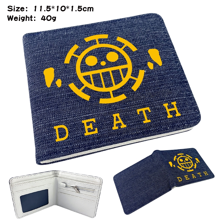 One Piece Anime Peripheral Denim Folding Wallet 11.5X10X1.5CM 40g