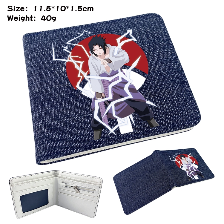 Naruto Anime Peripheral Denim Folding Wallet 11.5X10X1.5CM 40g