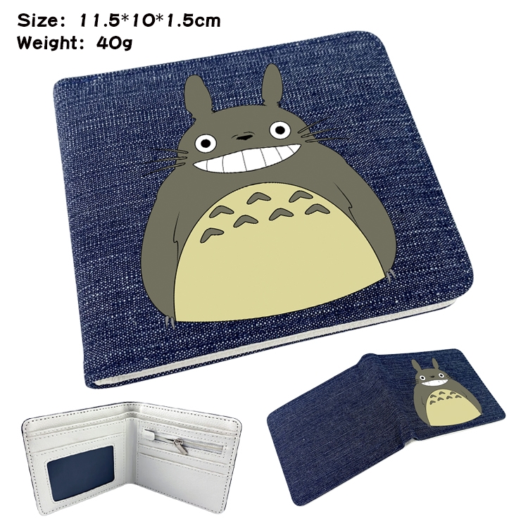 TOTORO Anime Peripheral Denim Folding Wallet 11.5X10X1.5CM 40g