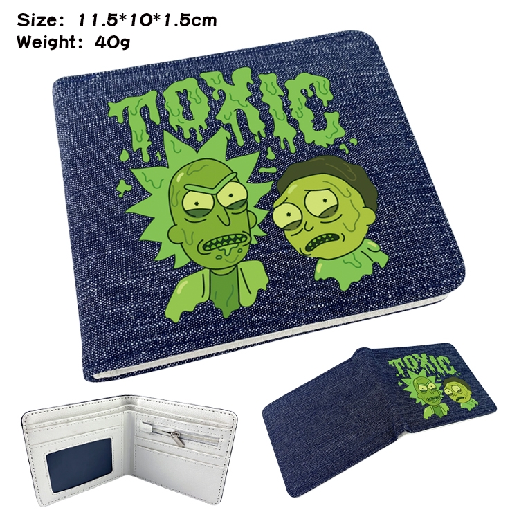 Rick and Morty  Anime Peripheral Denim Folding Wallet 11.5X10X1.5CM 40g
