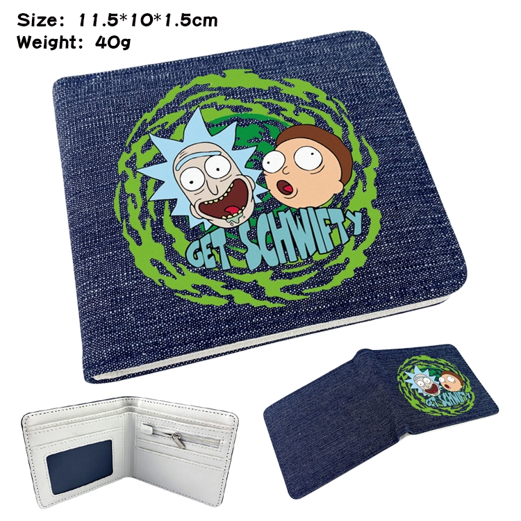 Rick and Morty  Anime Peripheral Denim Folding Wallet 11.5X10X1.5CM 40g