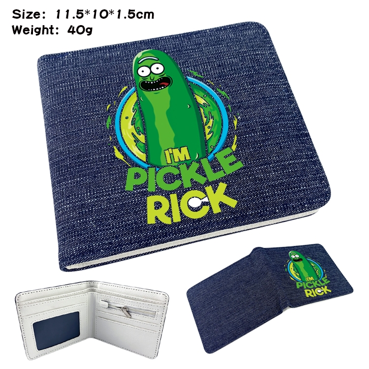 Rick and Morty  Anime Peripheral Denim Folding Wallet 11.5X10X1.5CM 40g