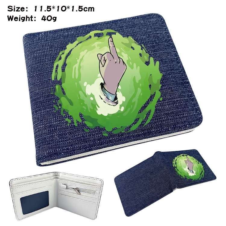 Rick and Morty  Anime Peripheral Denim Folding Wallet 11.5X10X1.5CM 40g