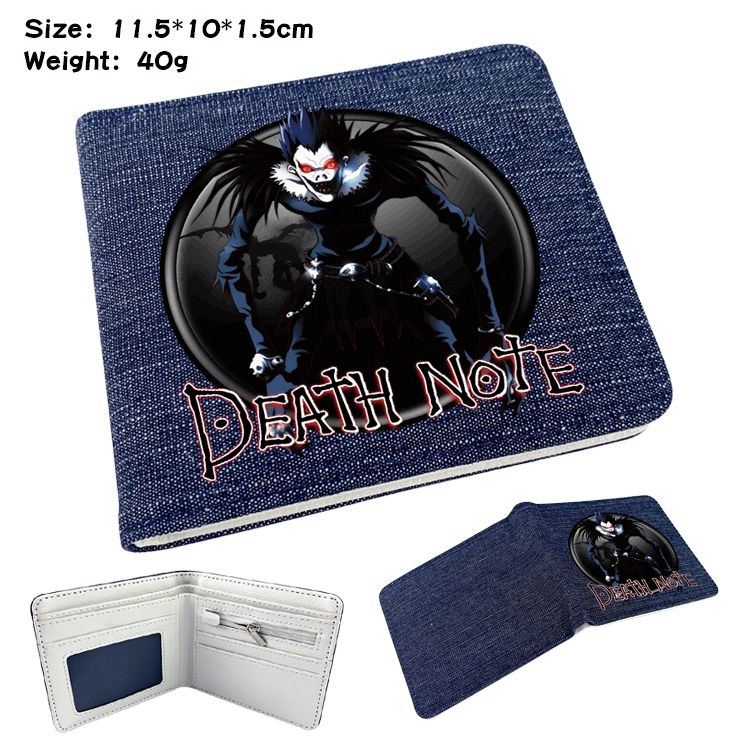 Death note Anime Peripheral Denim Folding Wallet 11.5X10X1.5CM 40g
