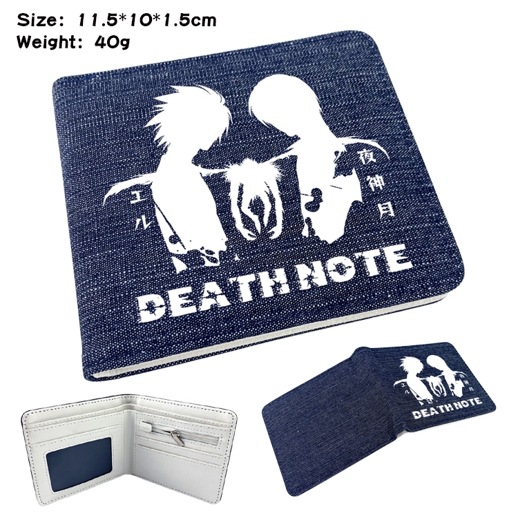 Death note Anime Peripheral Denim Folding Wallet 11.5X10X1.5CM 40g